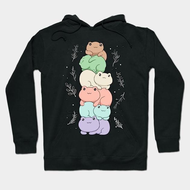 Cottagecore Aesthetic Kawaii Frog Pile Gift Hoodie by Alex21